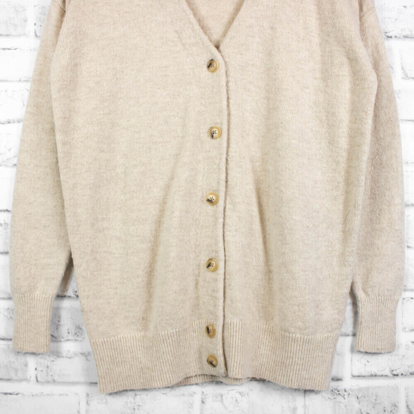 Madewell Beige Tan Merino Wool Long Sleeve Button Down Cardigan Sweater Size XS - Picture 3 of 8